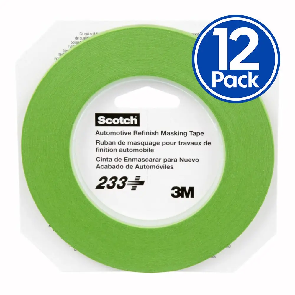 3M 233+ Automotive Performance Masking Tape 6Mm X 55M X 12 Pack Rolls Fine Line 1