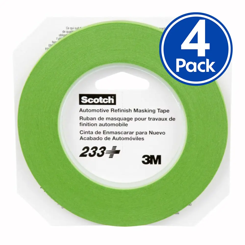 3M 233+ Automotive Performance Masking Tape 6Mm X 55M X 4 Pack Rolls Fine Line 1
