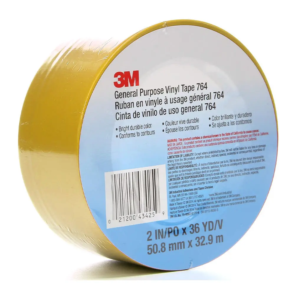 3M General Purpose Vinyl Tape 764 Yellow 50Mm X 32.9M Linemarking 1