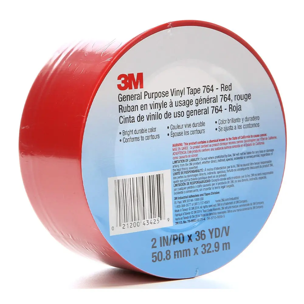 3M General Purpose Vinyl Tape 764 Red 50Mm X 32.9M Linemarking 1
