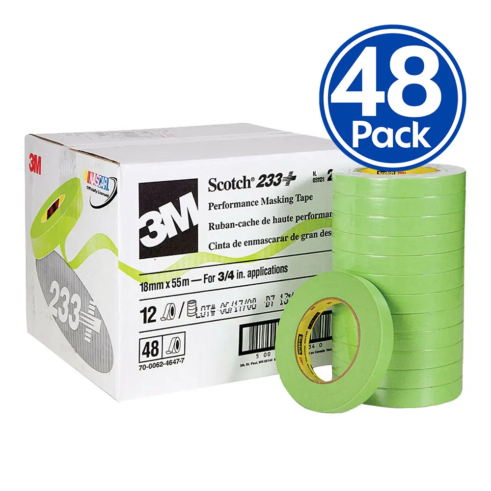 3M 233+ Scotch Performance Automotive Masking Tape 18Mm X 50M X 48 Rolls Box 1