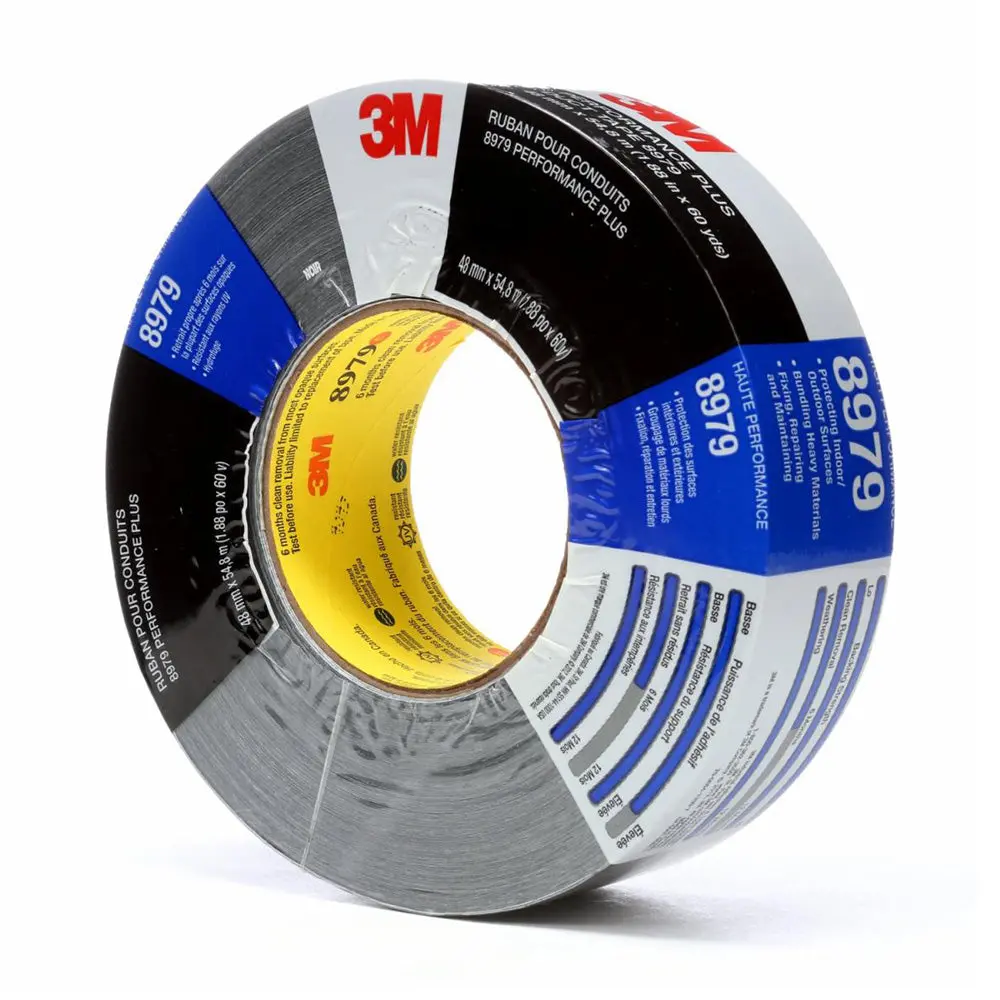 3M 8979 Performance Plus Duct Tape 48Mm X 55Mm Black Uv Resistant 1