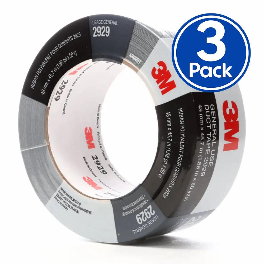 3M 2929 General Use Silver Duct Tape 48Mm X 45.7Mm X 3 Pack 1