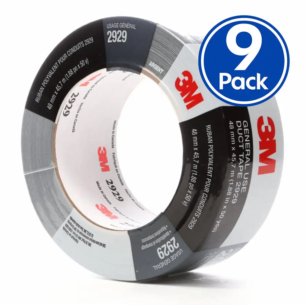 3M 2929 General Use Silver Duct Tape 48Mm X 45.7Mm X 9 Pack 1