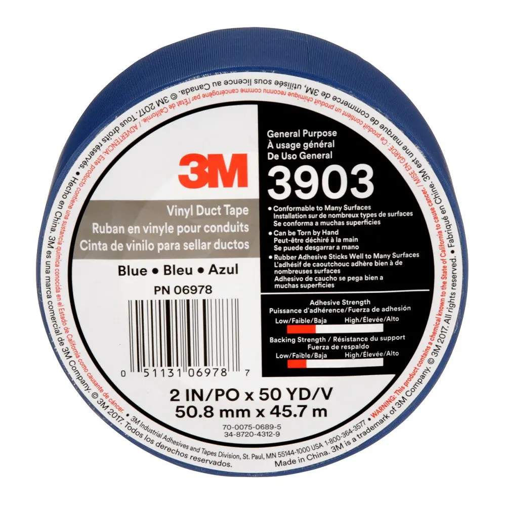 3M 3903 General Purpose Blue Vinyl Duct Tape 50Mm X 45.7M Roll 1