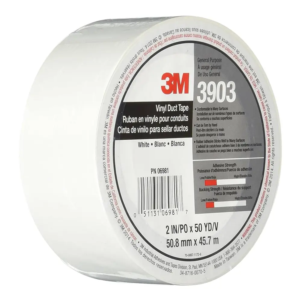 3M 3903 General Purpose White Vinyl Duct Tape 50Mm X 45.7M Roll 1