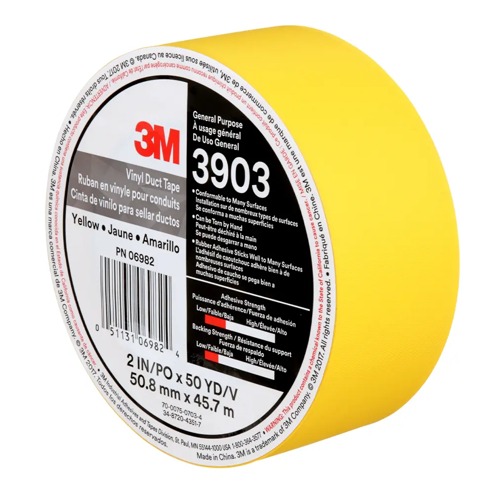 3M 3903 General Purpose Yellow Vinyl Duct Tape 50Mm X 45.7M Roll 1