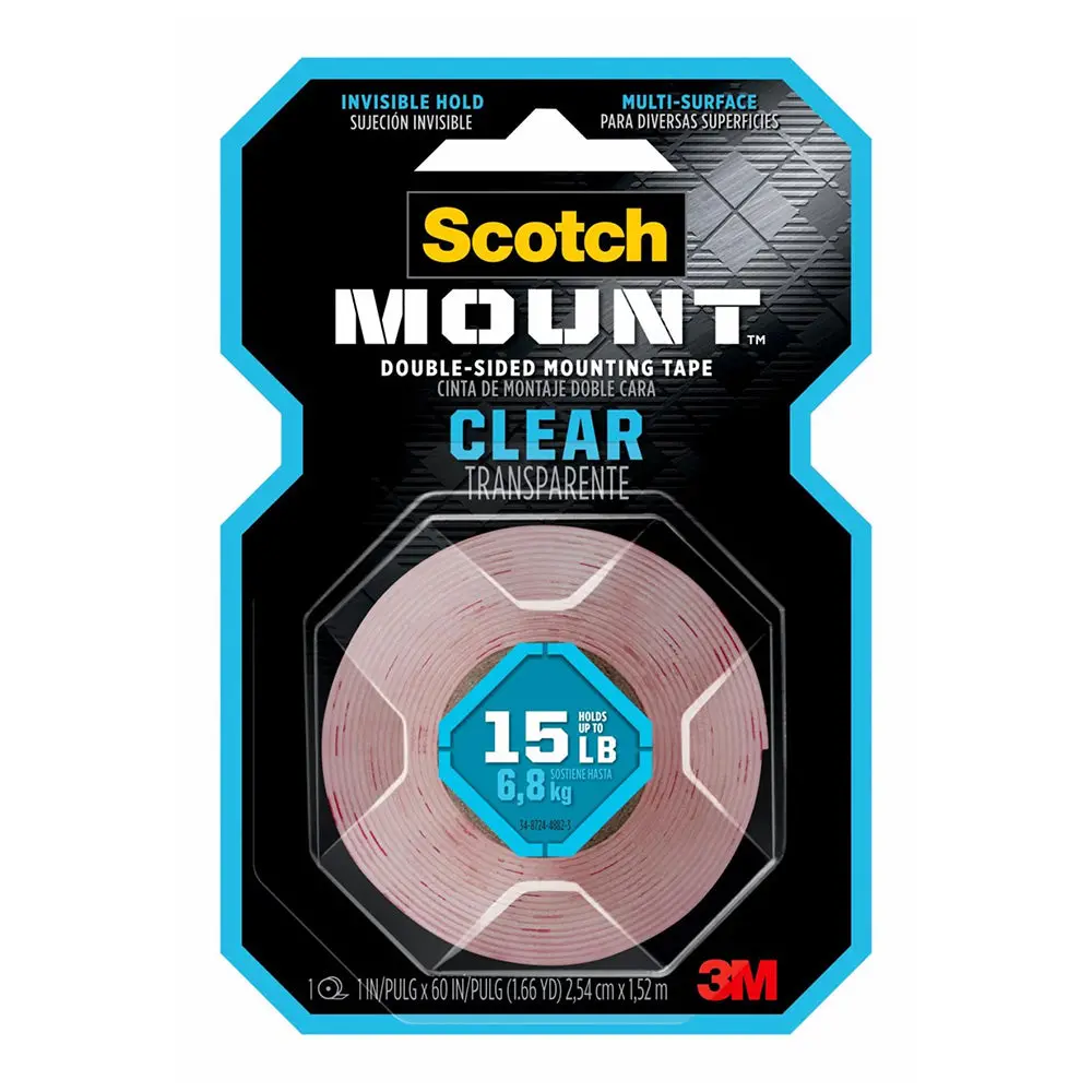 3M 410H Scotch-Mount Double Sided Mounting Tape 25Mm X 1.5M Clear Holds 6.8Kg 1