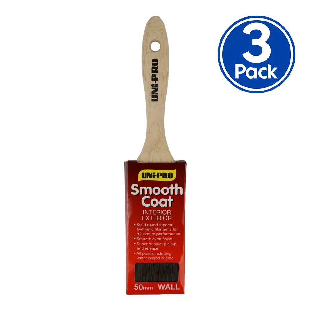 Uni-Pro Smooth Coat Brush 50Mm X 3 Pack Interior Exterior Trade 1