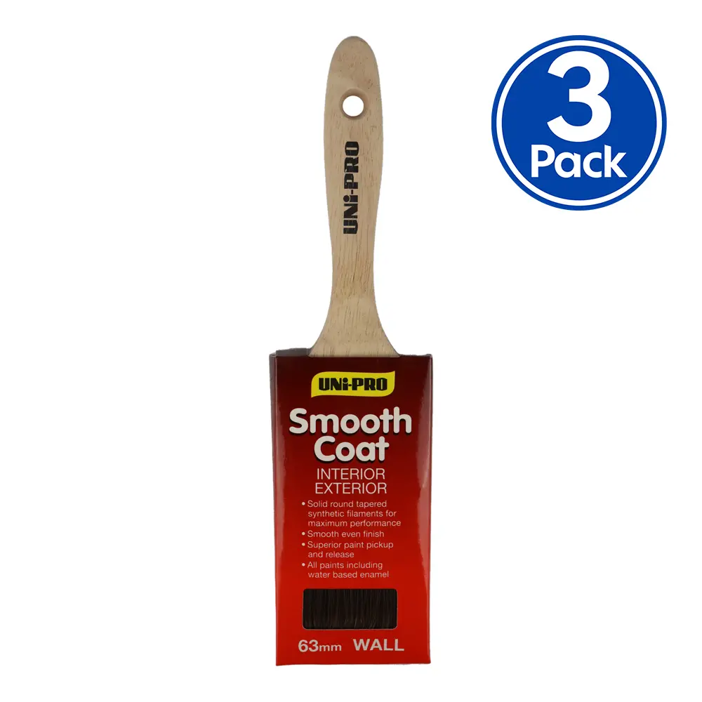 Uni-Pro Smooth Coat Brush 63Mm X 3 Pack Interior Exterior Trade 1