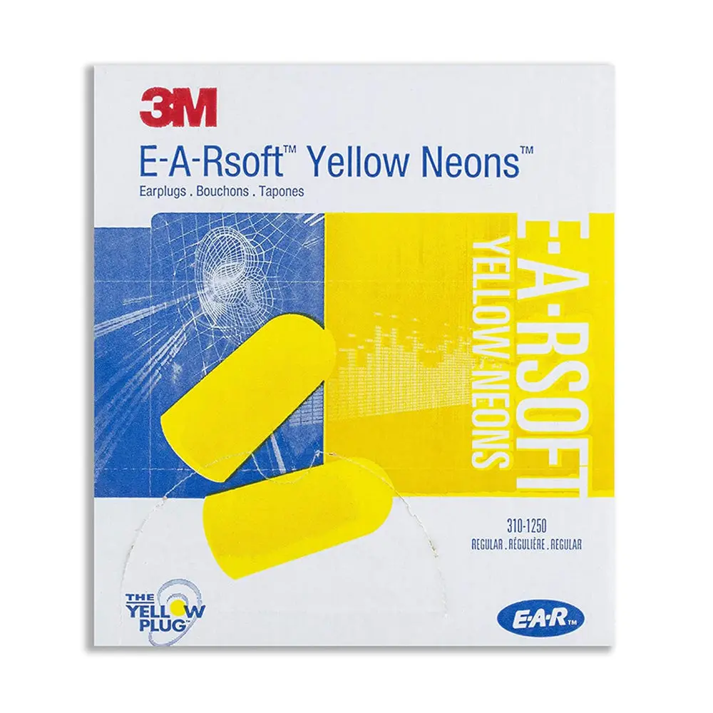 3M E-A-Rsoft Yellow Neons Earplugs 312-1250 Uncorded X 100 Pairs 1