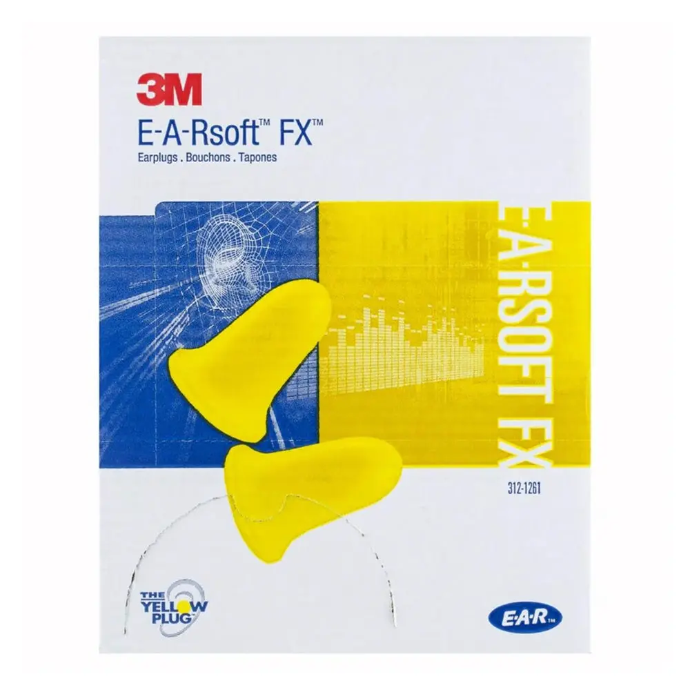 3M E-A-Rsoft Fx Shaped Yellow Cordless Earplugs X 200 Pairs Soft Foam Ear Noise 1