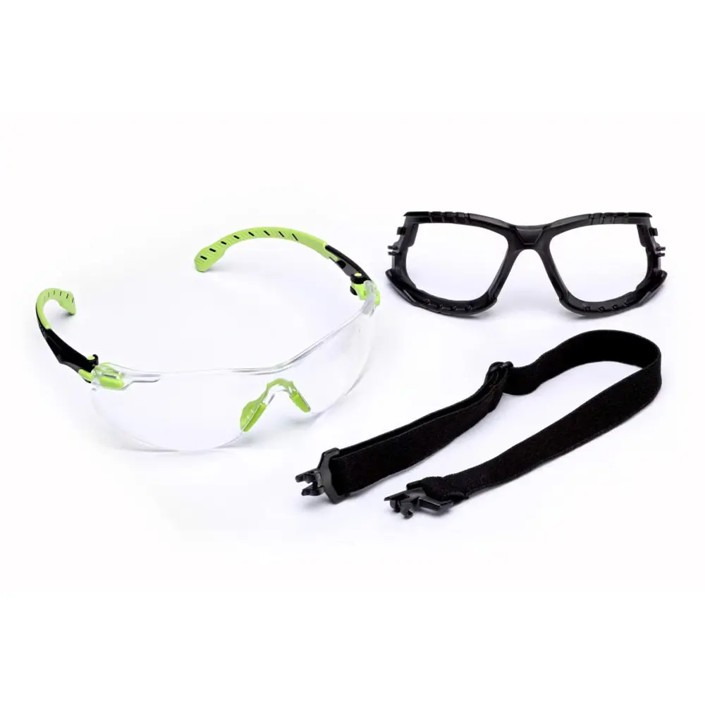 3M Solus 1000 Series Safety Glasses S1201sgaf-Kt Clean Lens Green Black Strap 1