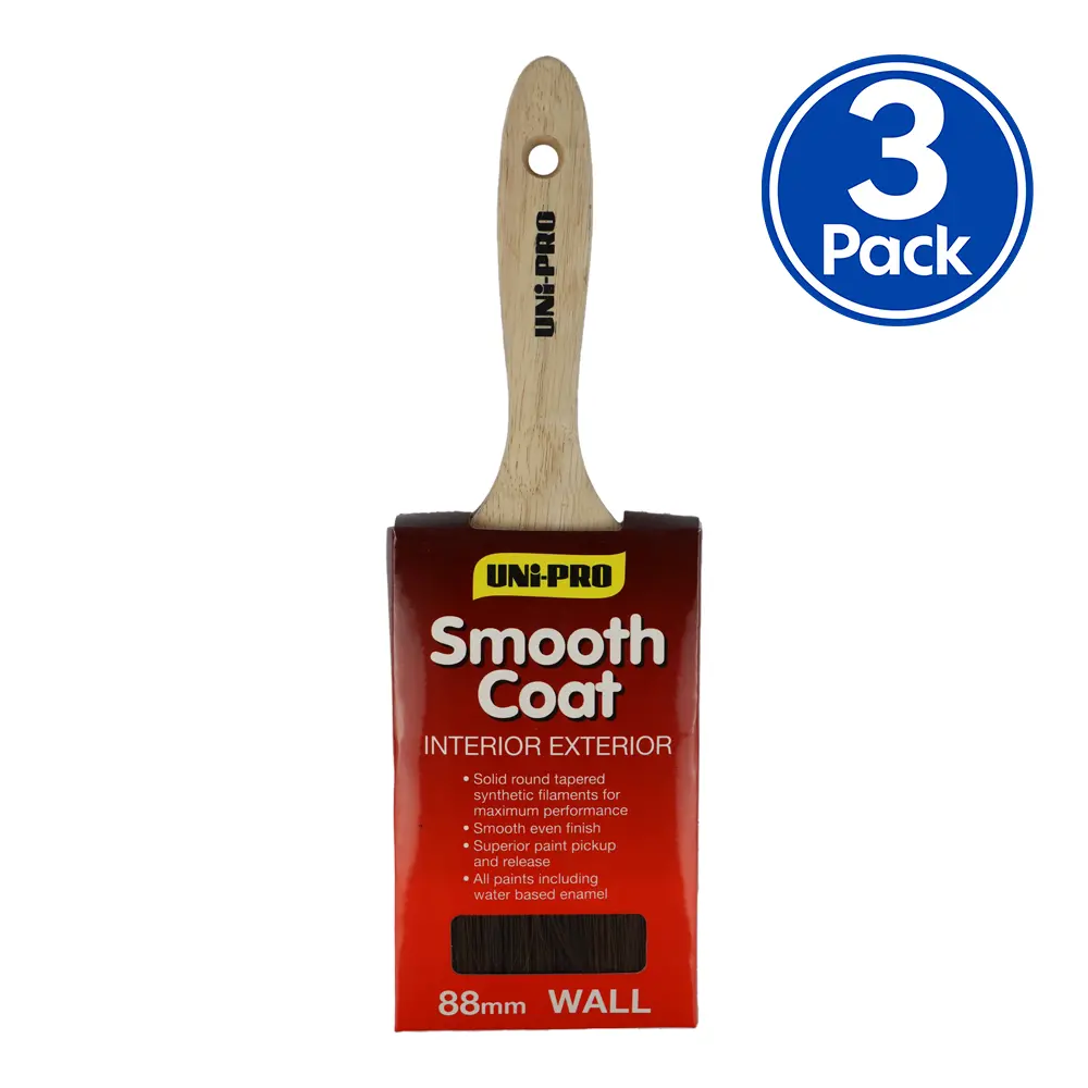 Uni-Pro Smooth Coat Brush 88Mm X 3 Pack Interior Exterior Trade 1