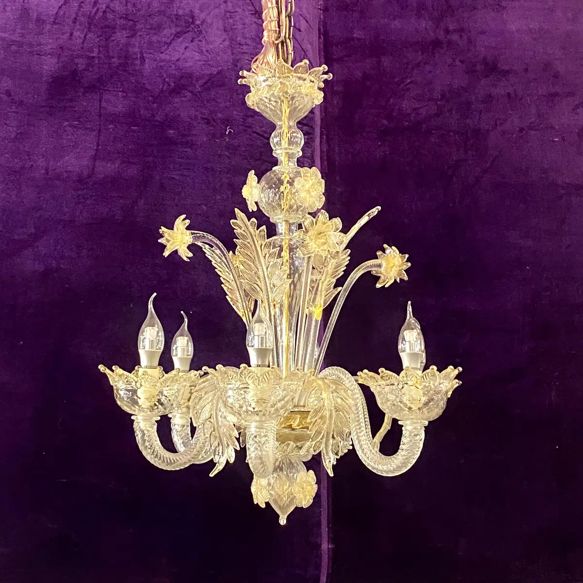Elegant Gold Antique Murano Chandelier - Sold 1