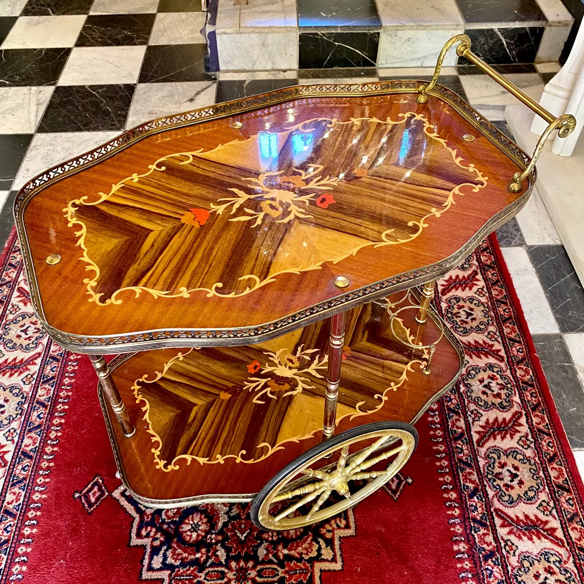 Vintage Inlaid Drinks Trolley With Stunning Inlay - Sold 1