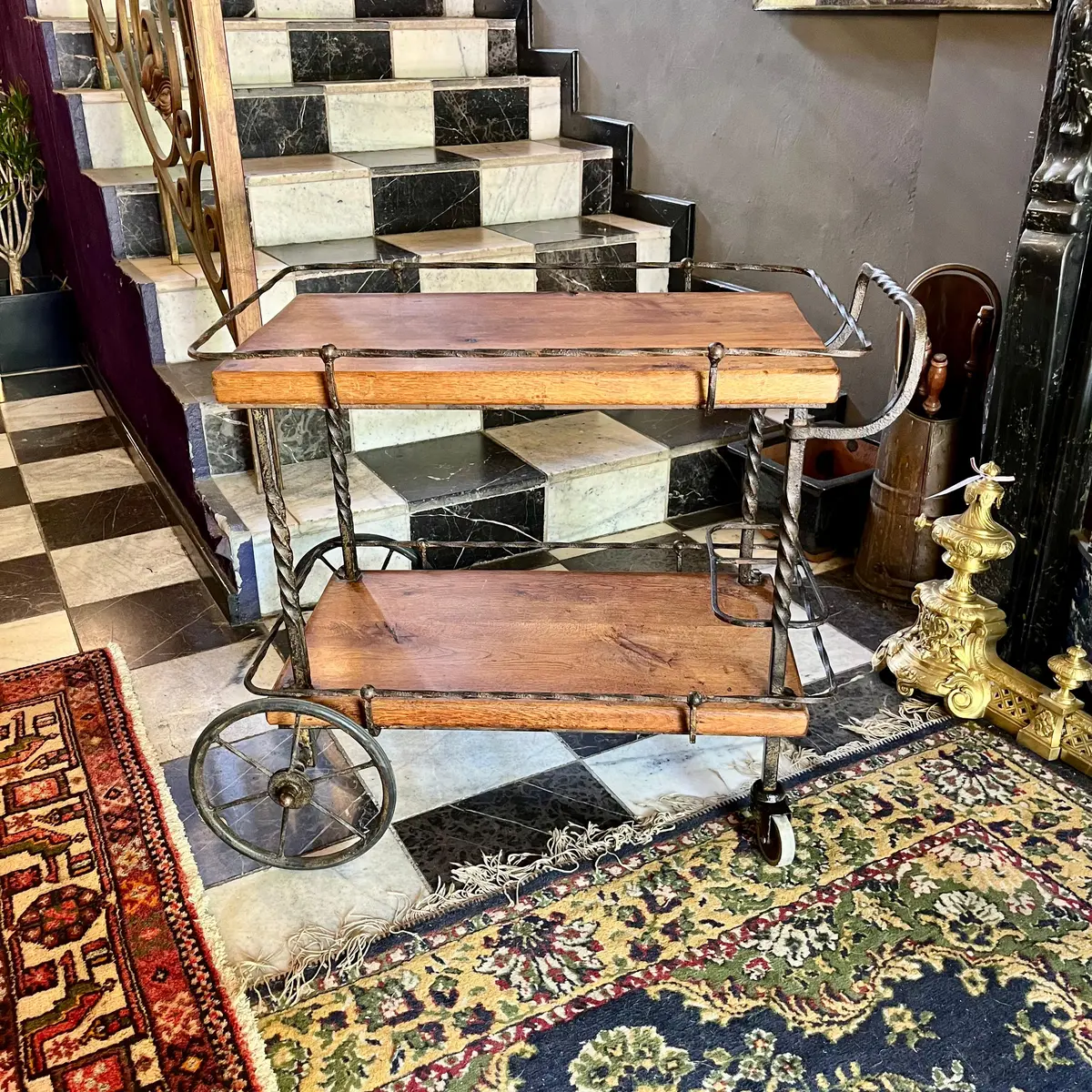 Vintage Wrought Iron And Wood Drinks Trolley - Sold 1