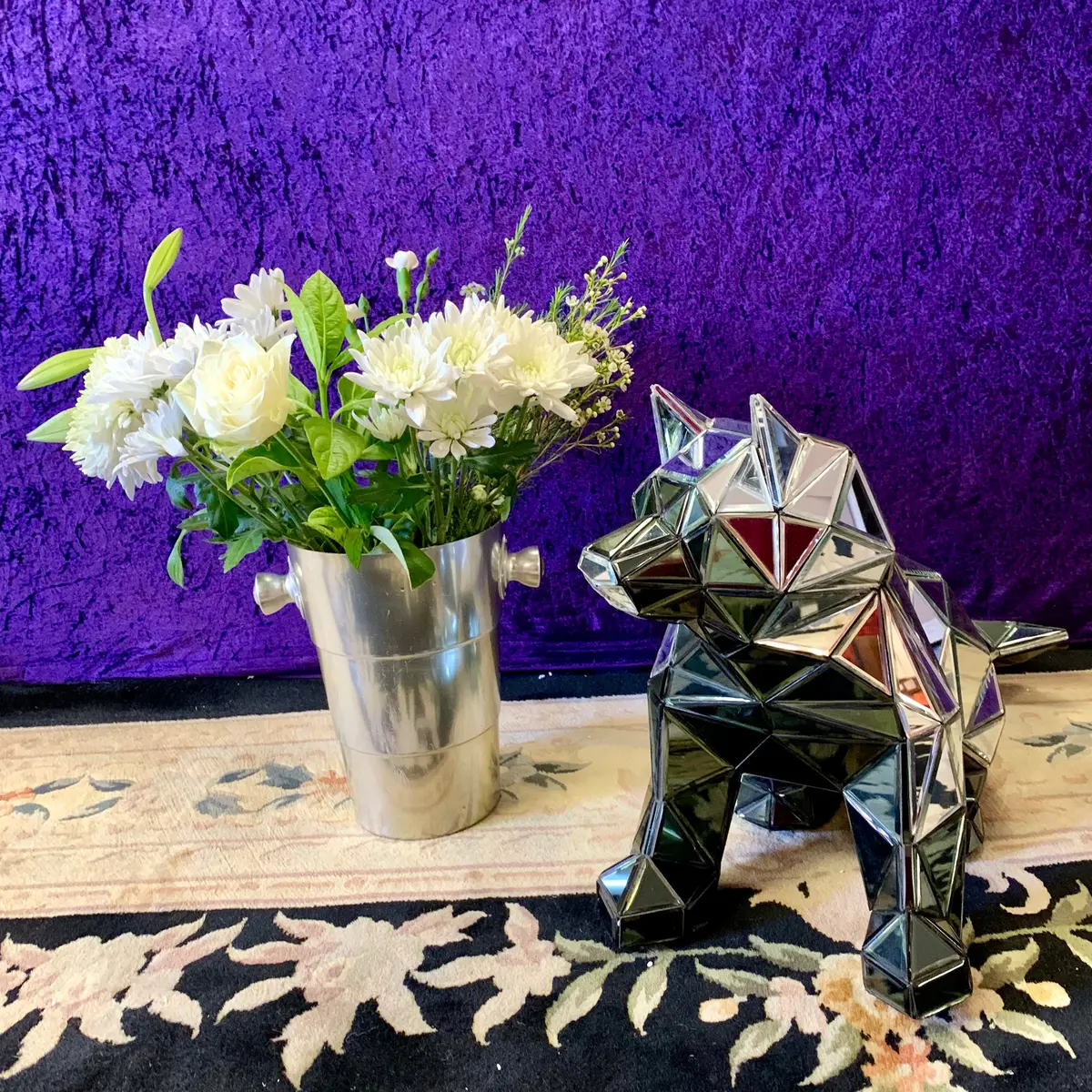 Faceted Mirrored Husky Dog Figurine - Sold 1