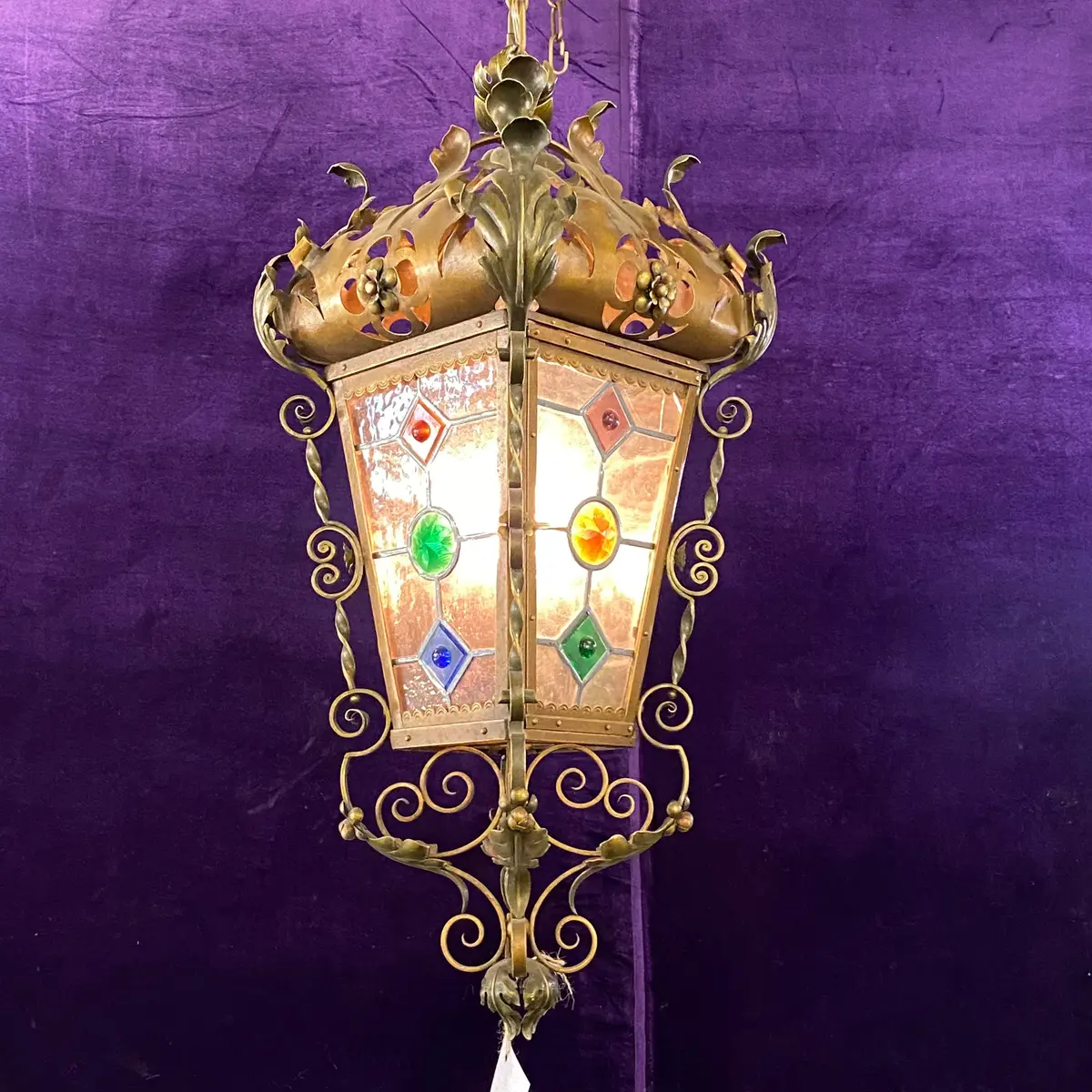 Antique Lantern With Lead Paned Glass - Sold 1