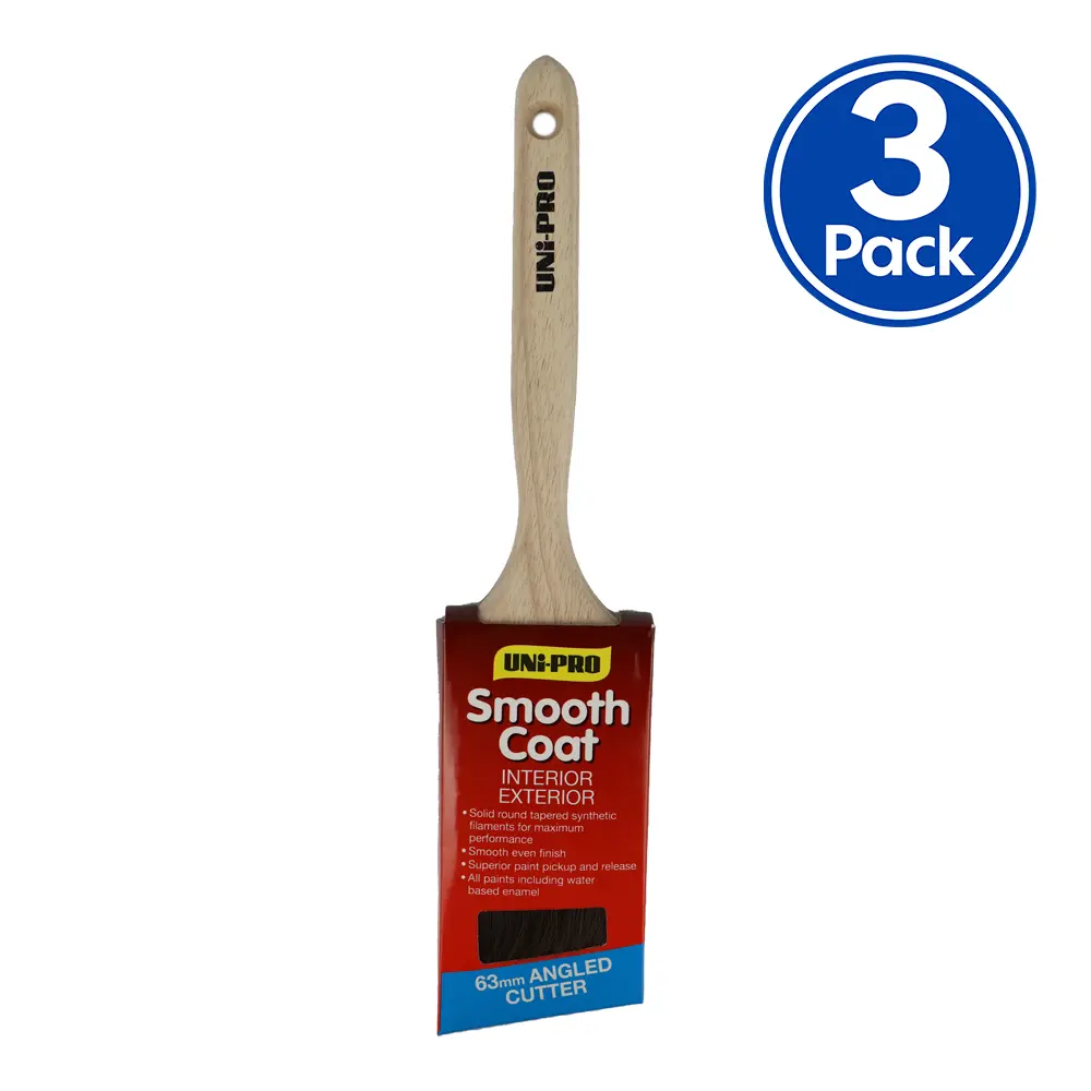 Uni-Pro Smooth Coat Angled Cutter Brush 63Mm X 3 Pack Interior Exterior Trade 1