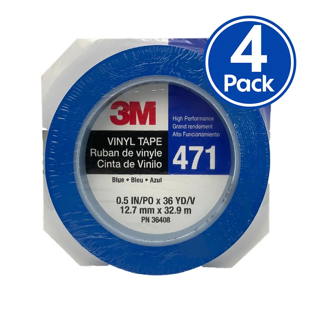3M 36408 Fine Line Vinyl Tape 471 Blue 12Mm X 33M X 4 Pack For Edge Painting 1