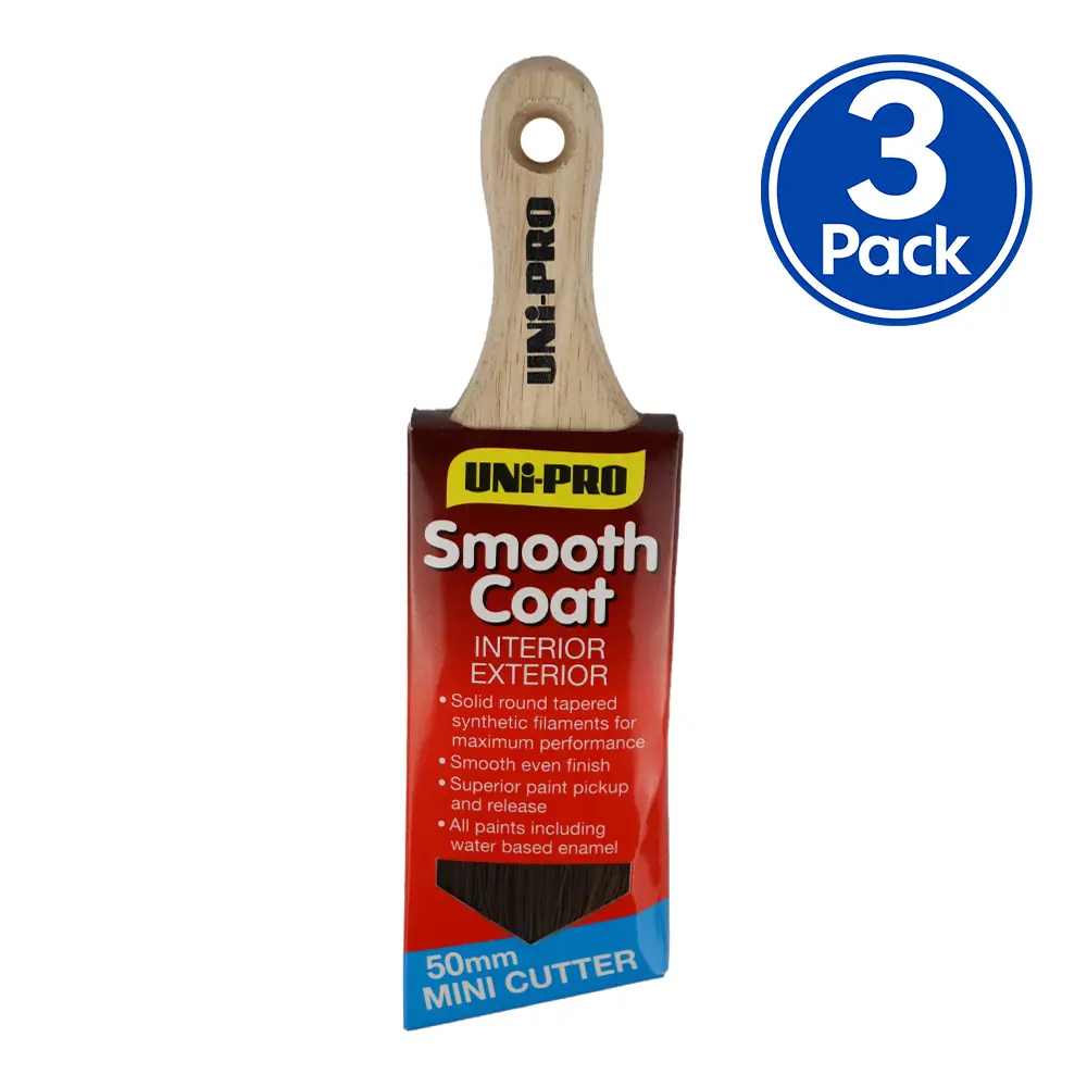 Uni-Pro Smooth Coat Mini Angled Cutter Brush 50Mm X 3 Pack Interior Exterior Trade 1