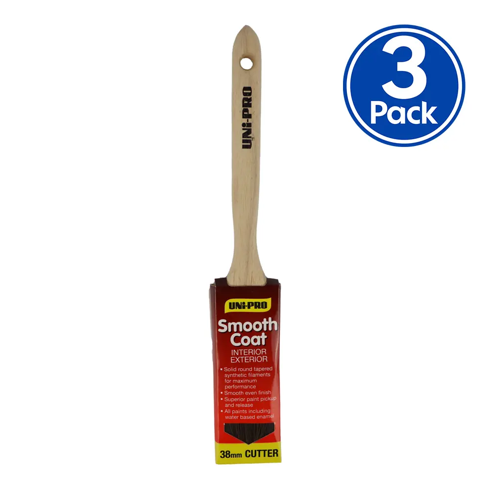 Uni-Pro Smooth Coat Cutter Brush 38Mm X 3 Pack Interior Exterior Trade 1