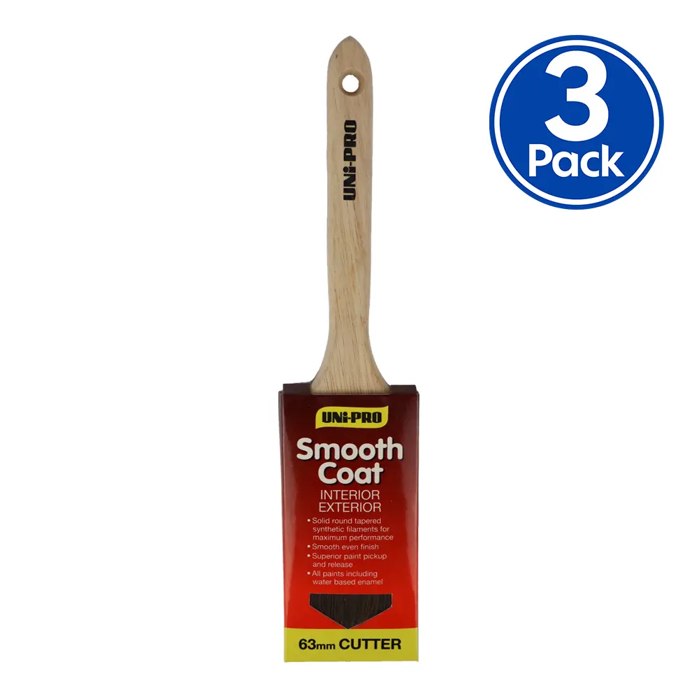 Uni-Pro Smooth Coat Cutter Brush 63Mm X 3 Pack Interior Exterior Trade 1