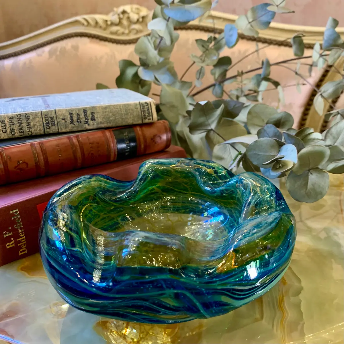 Incredible! Swirled Ocean Blue Murano Bowl - Sold 2