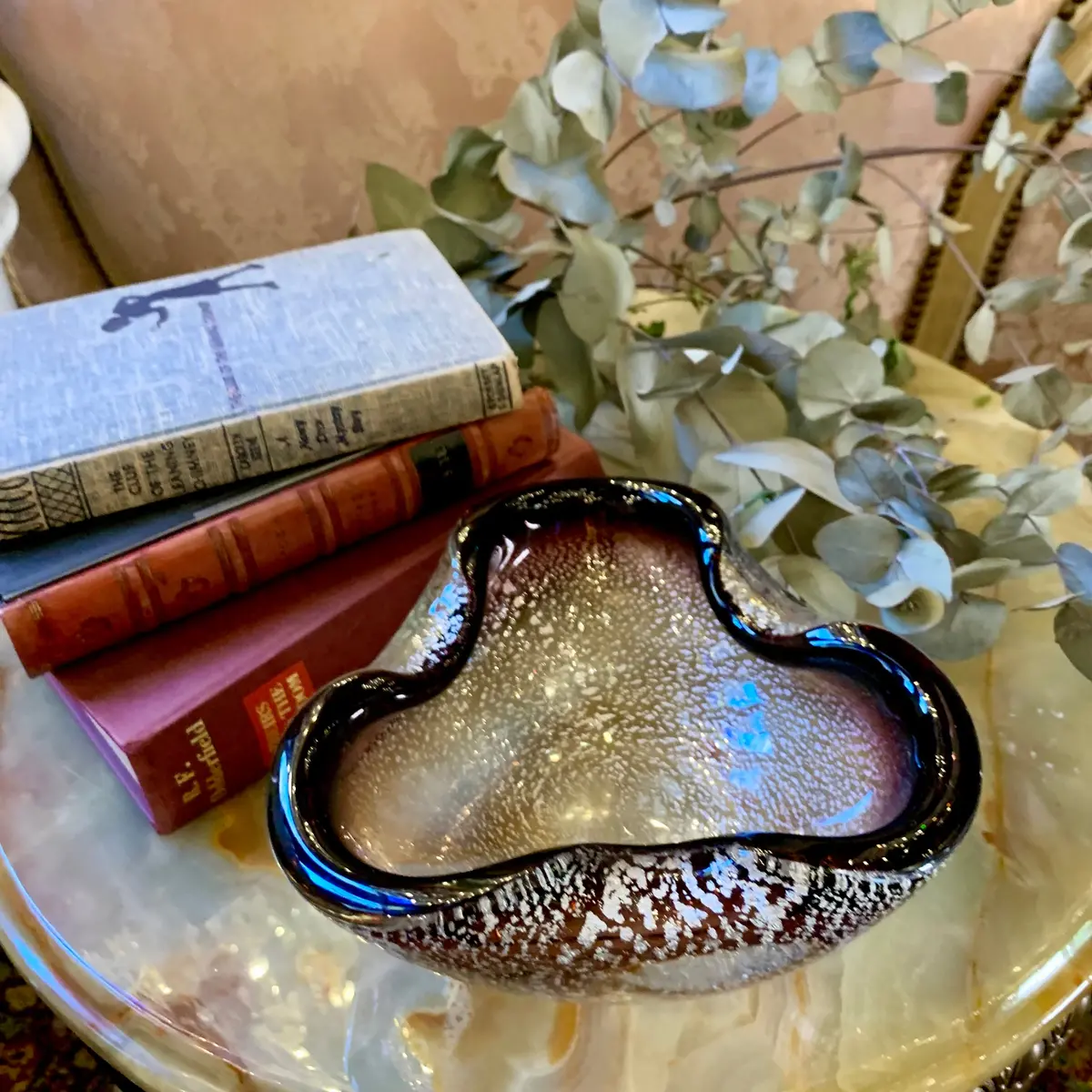 Magnificent Silver Flecked Deep Plum Murano 1
