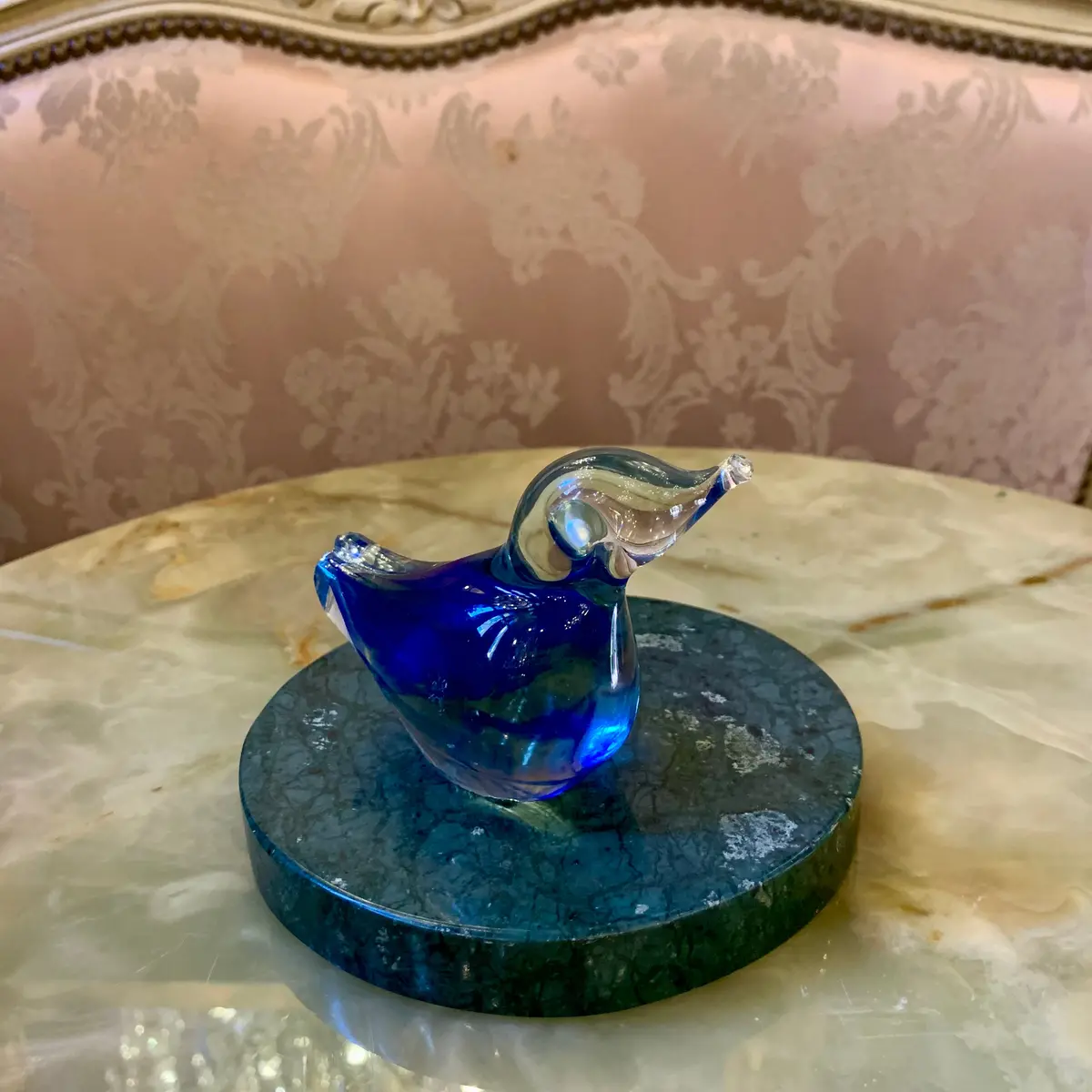 Pretty Clear And Blue Murano Bird Paperweight 1
