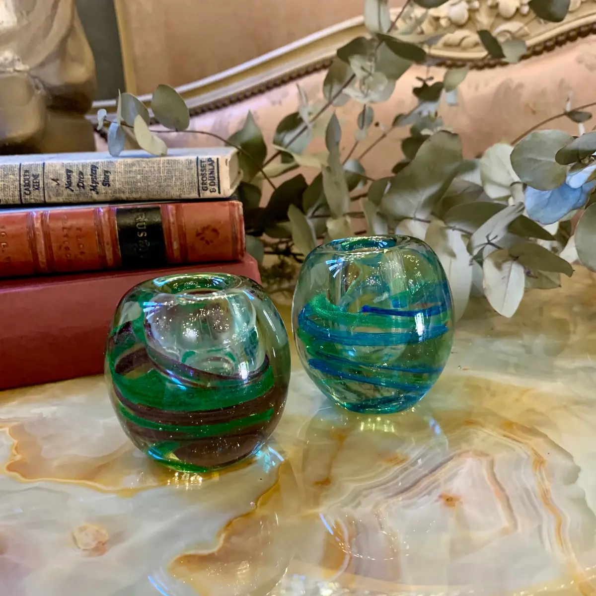 Pair Of Swirled Murano Holders 1