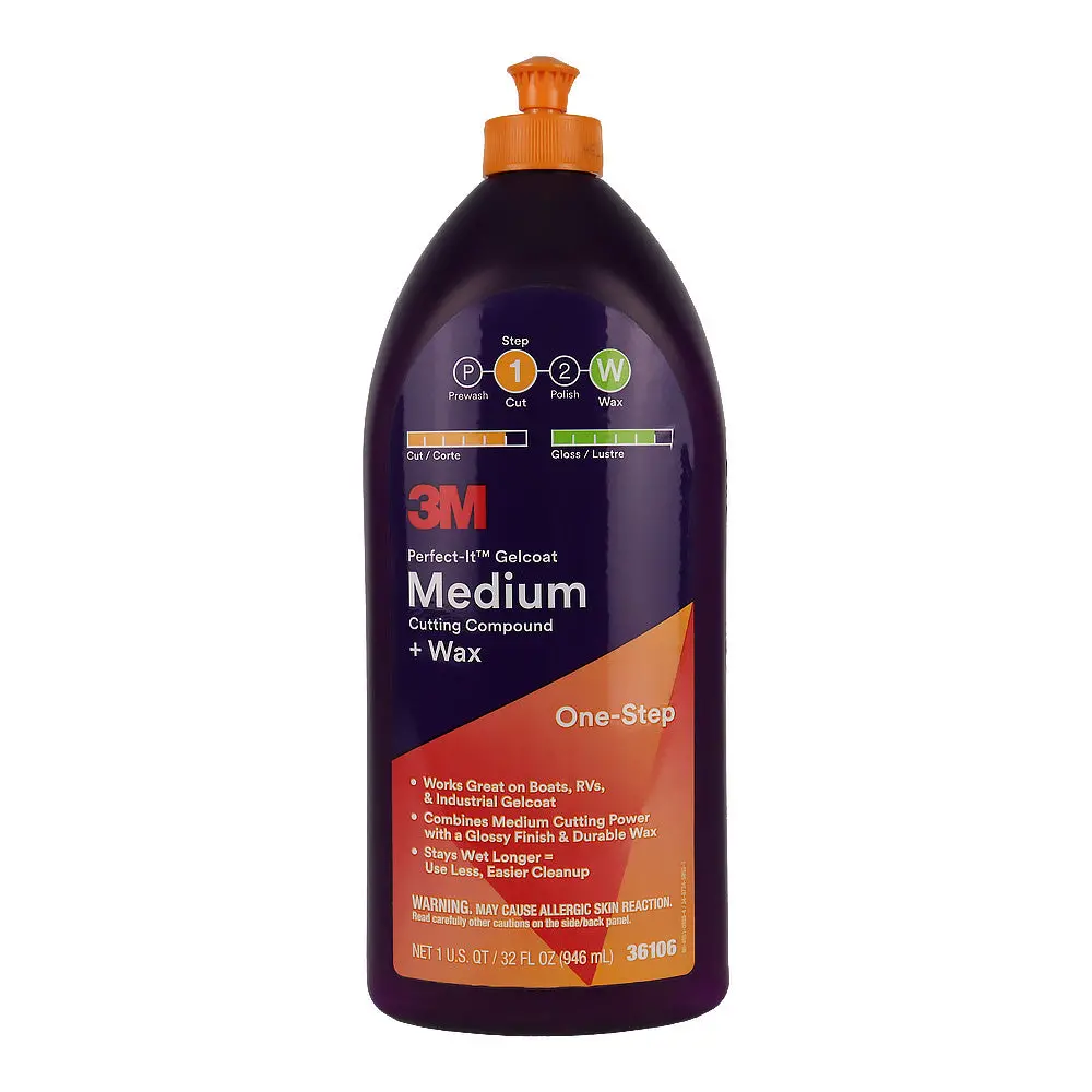 3M Perfect-It Gelcoat Medium Cutting Compound + Wax Quart 946Ml 36106 1