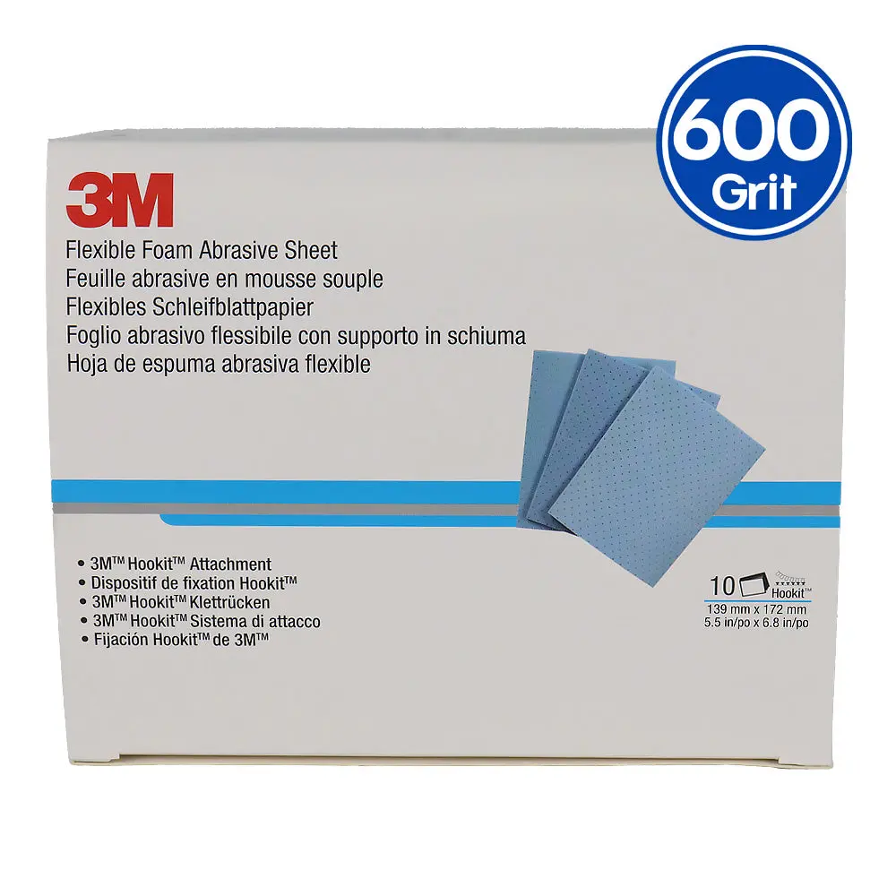 3M 33532 Flexible Foam Abrasive Sheet P600 139Mm X 172Mm 10 Pack Sanding Sheets 1