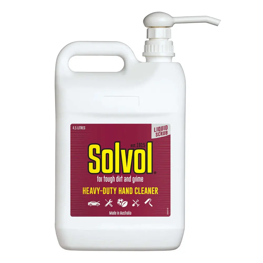 Solvol Heavy Duty Hand Cleaner 4.5L Pump Bottle Liquid Scrub 1