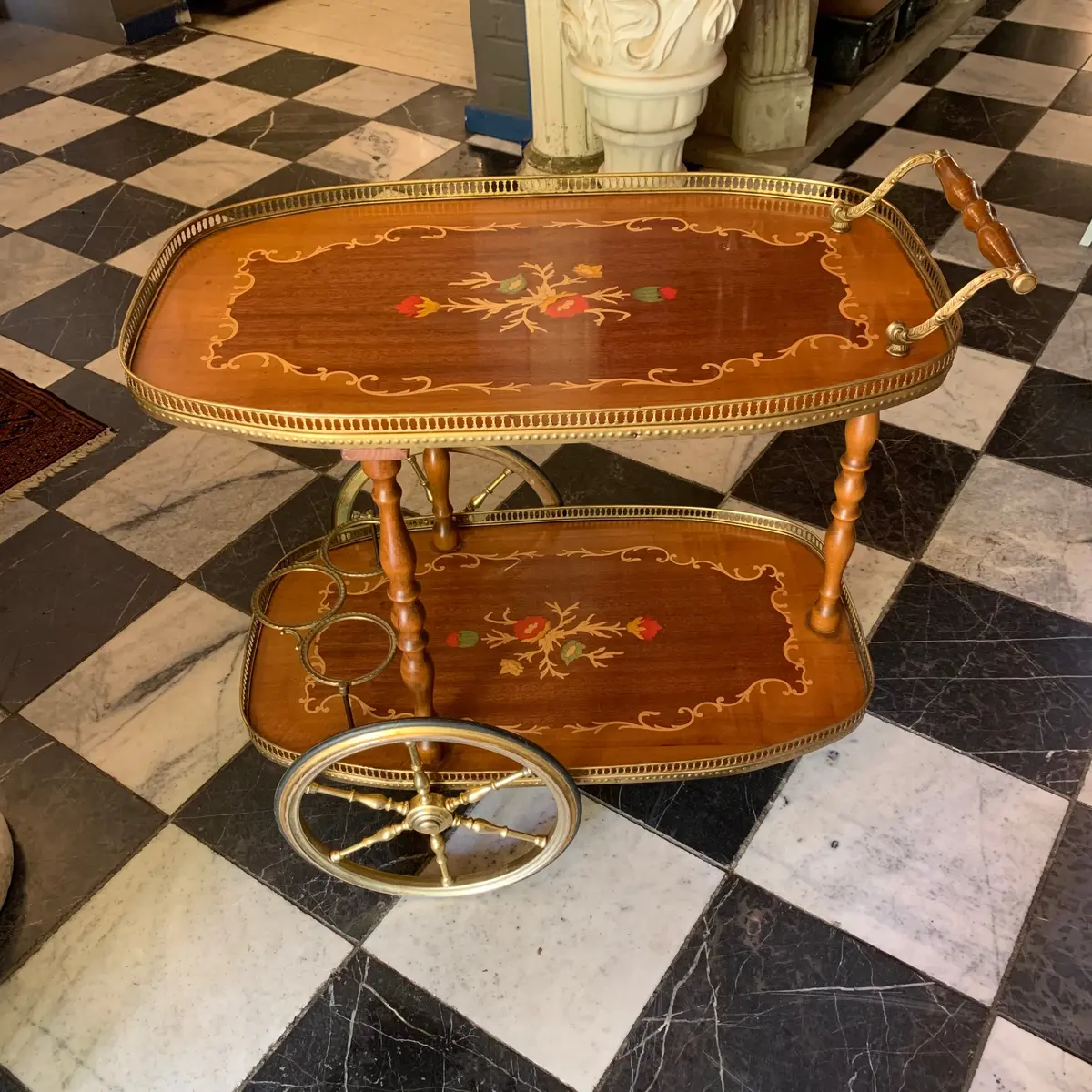 Vintage Inlaid Drinks Trolley - Sold 1
