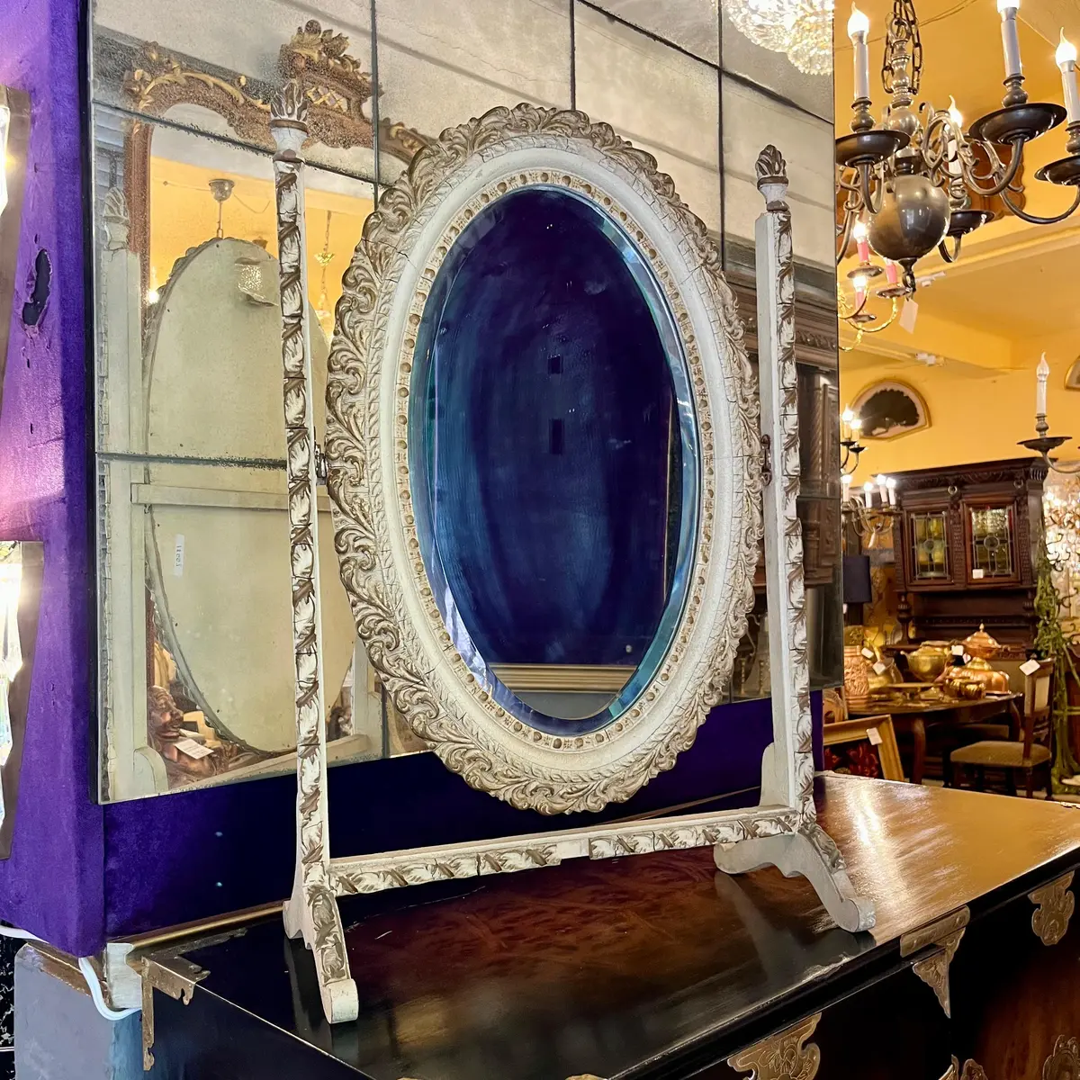 Adorable Painted Vintage Table Mirror 1