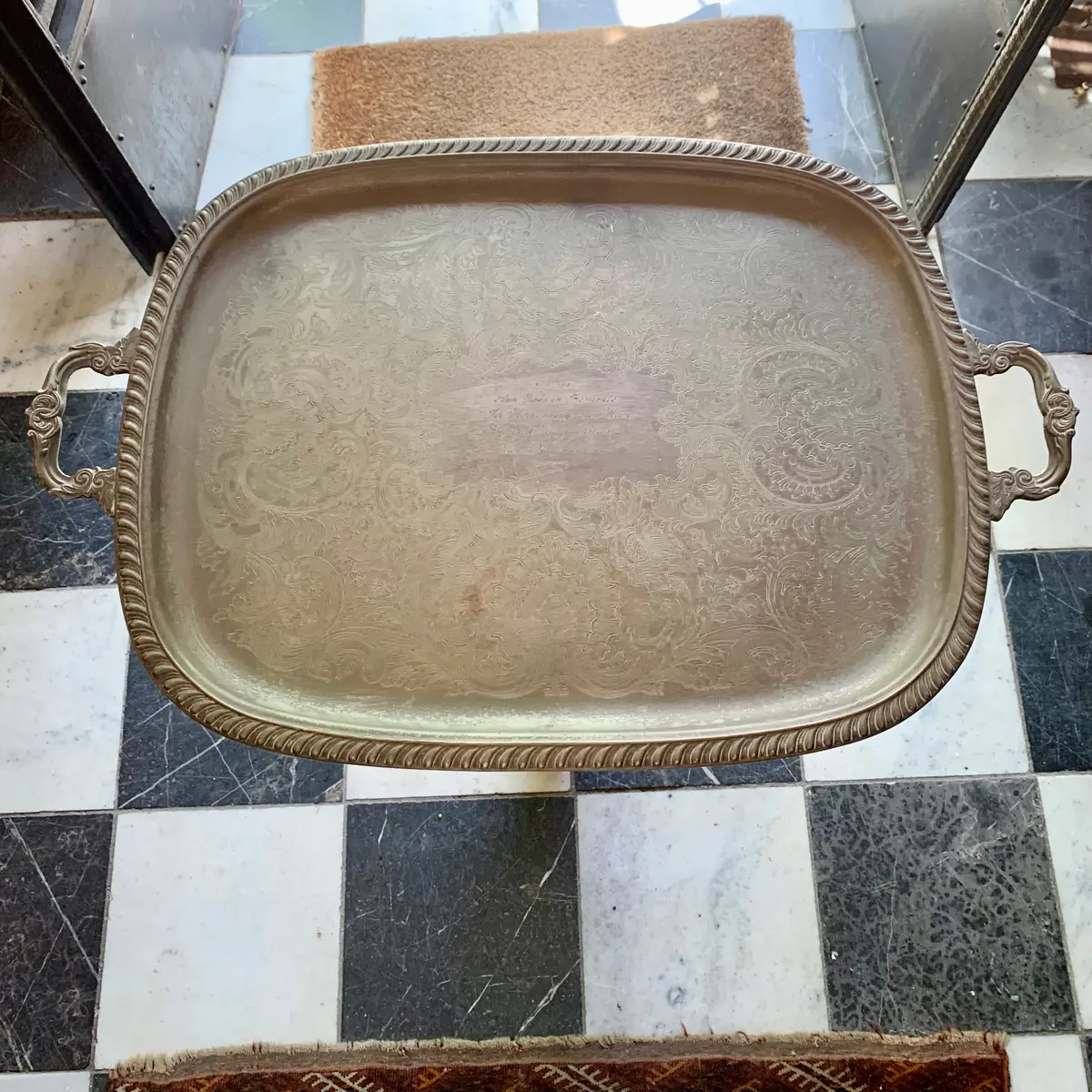 Antique Silver Plated Twin Handle Servers Tray - Sold 1