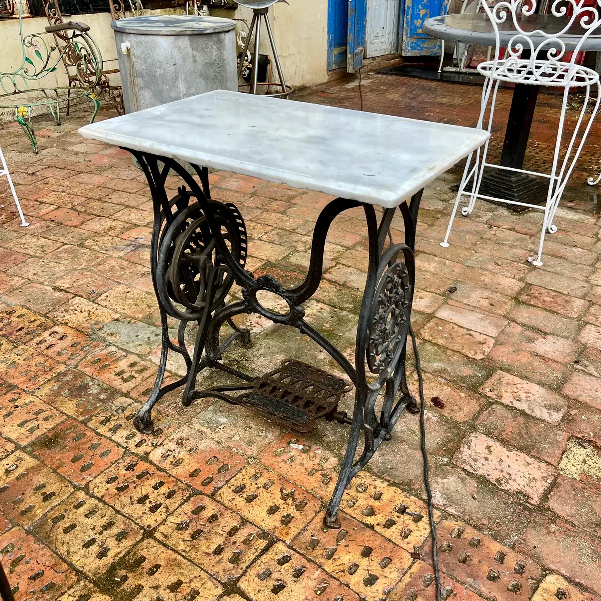 Out Door Marble And Cast Iron Sewing Machine Table 1