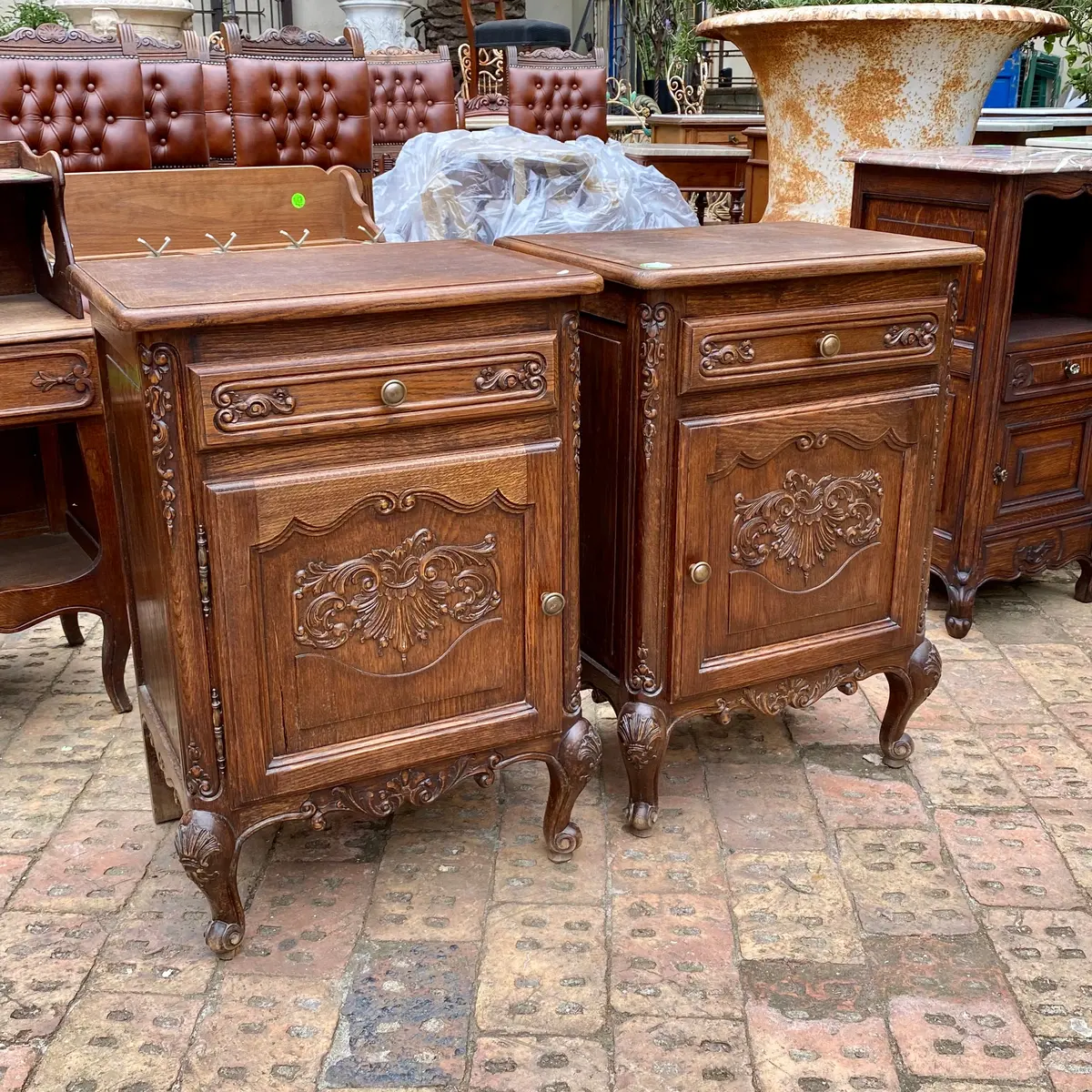 Beautiful Pair Of Antique French Oak Pedestals - Sold 1
