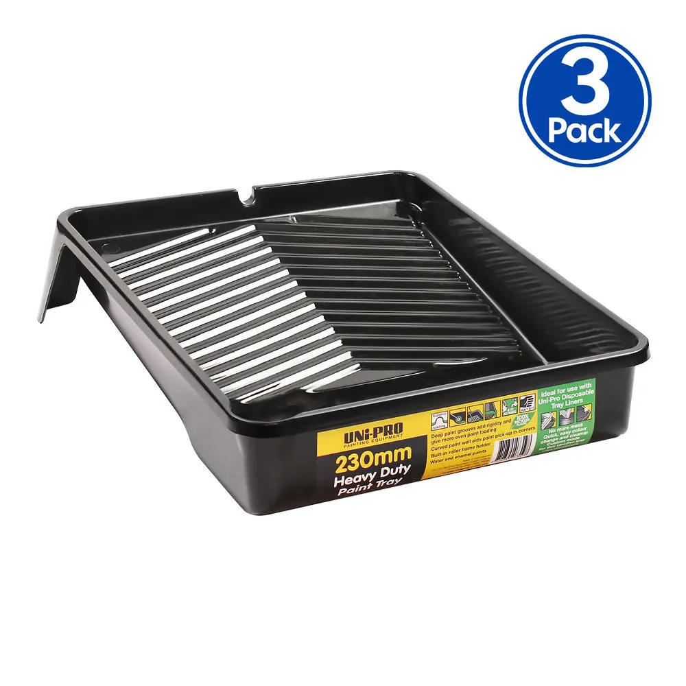 Uni-Pro 230Mm Heavy Duty Black Paint Tray Roller Tray X 3 Pack 1