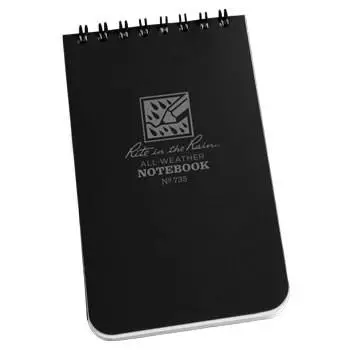 Rite-In-The-Rain - 3"X 5" Shirt Pocket, Top-Spiral, Notebooks, Black, #735 1