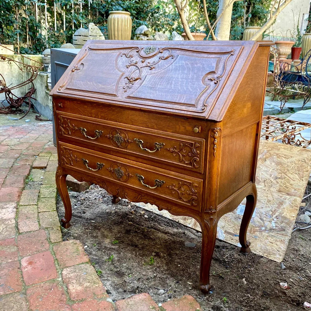 Antique French Oak Writing Bureau 1