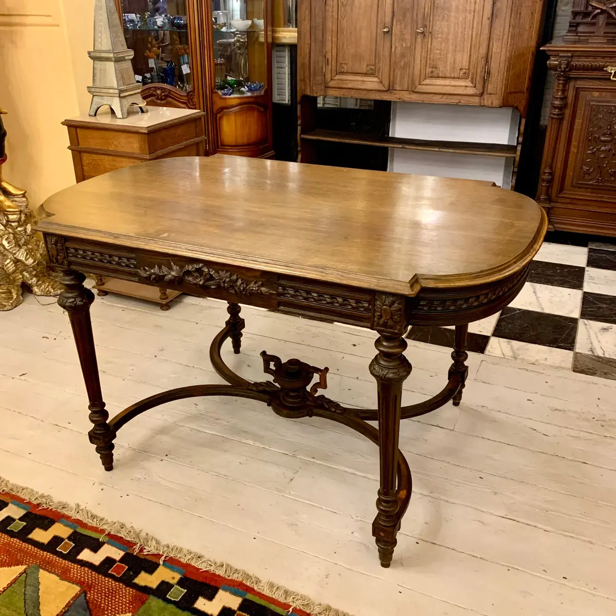 Stunning Antique Hand Carved Oak Dining Table - Sold 1