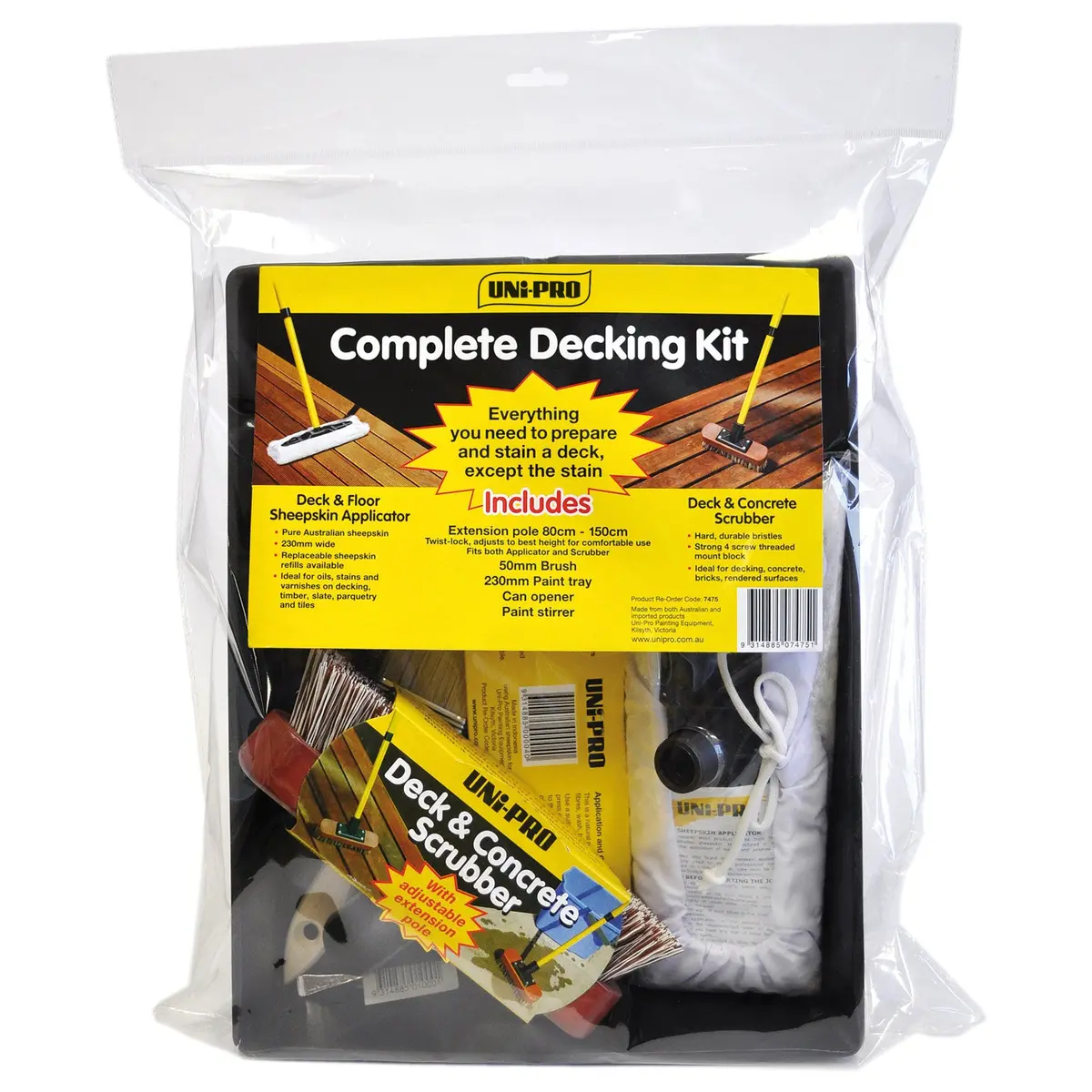 Uni-Pro Complete Decking Roller Kit 230Mm 7 Piece Timber Oil Set 1