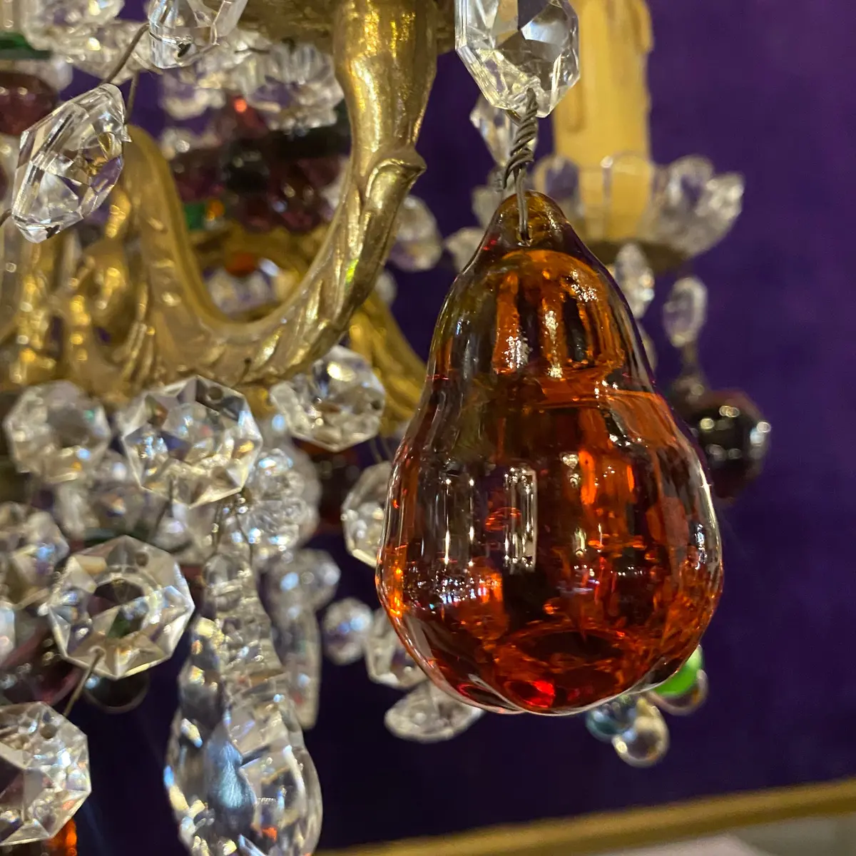 Stunning Antique Italian Blown Glass Fruits Chandelier - Sold 2