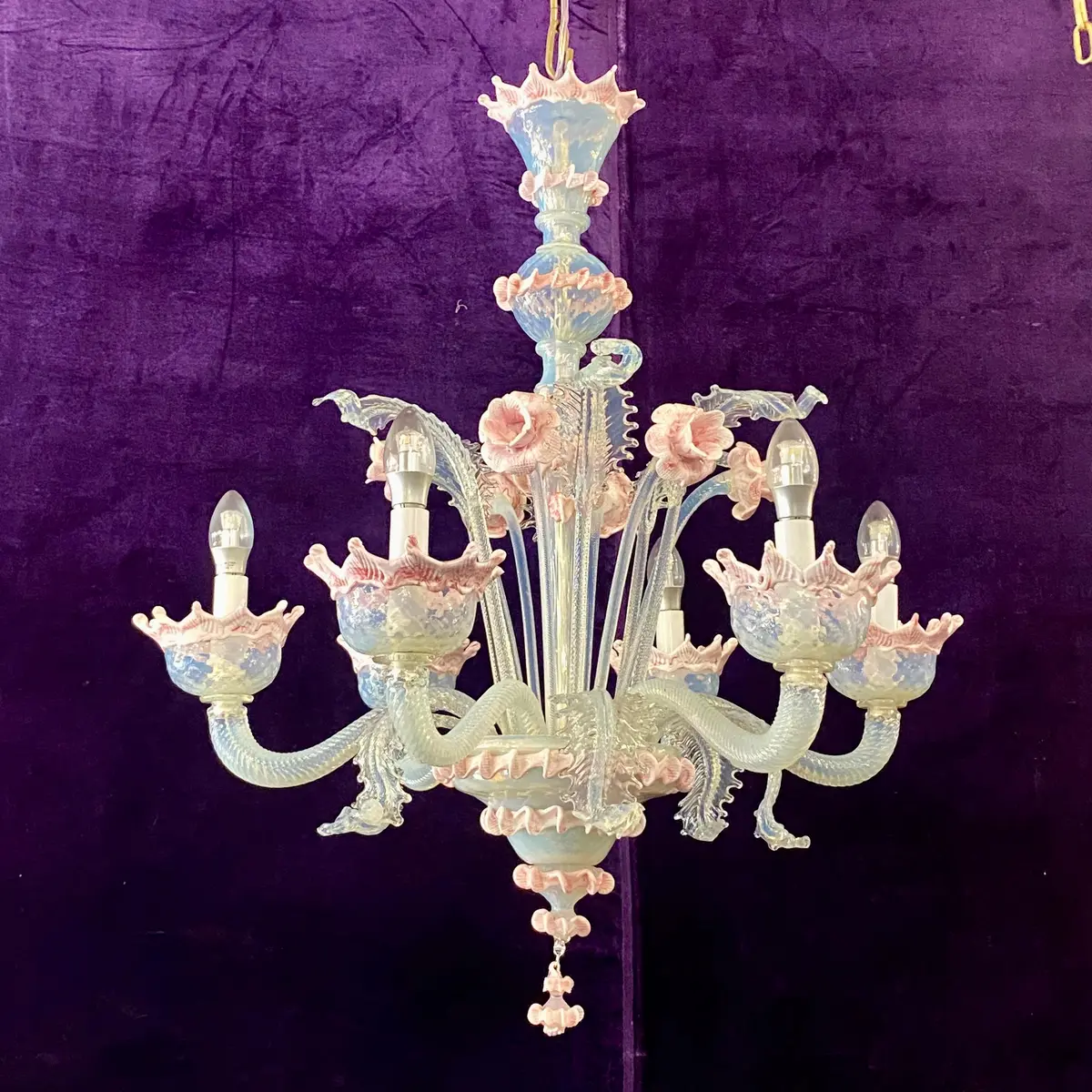 Fabulous Baby Pink Murano Chandelier - Sold 1