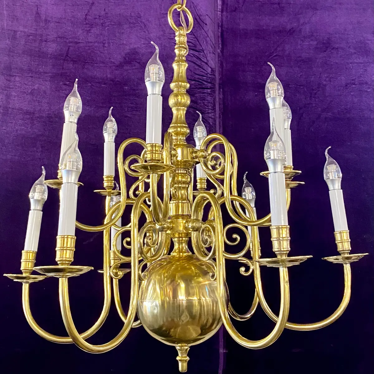 Classic Brass Double Tier Flemish Chandelier - Sold 1