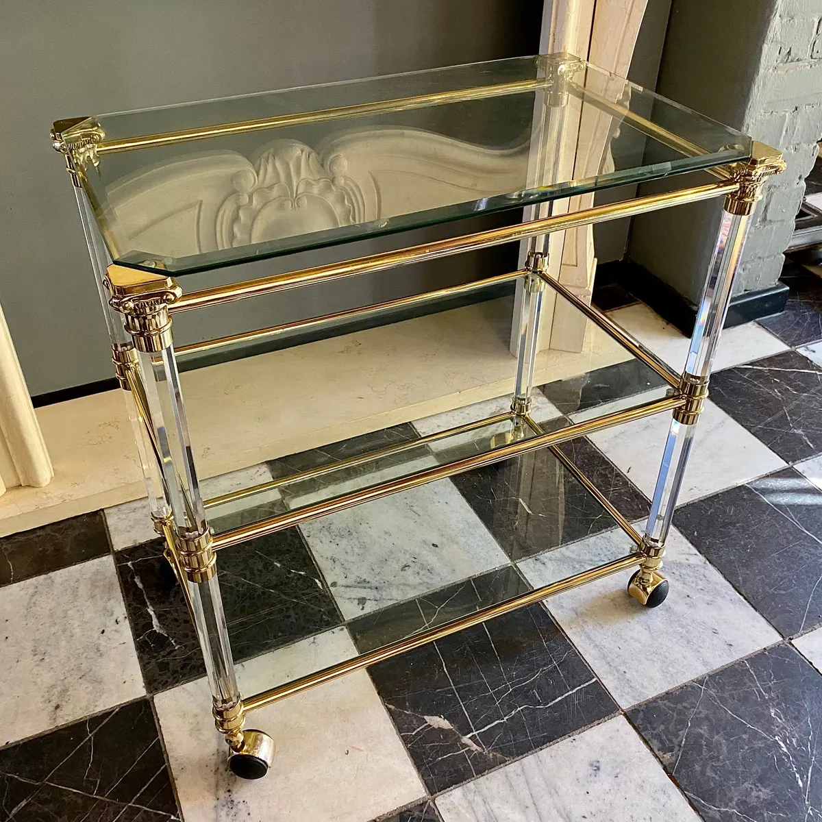 1960'S Brass And Glass Drinks Trolley - Sold 1