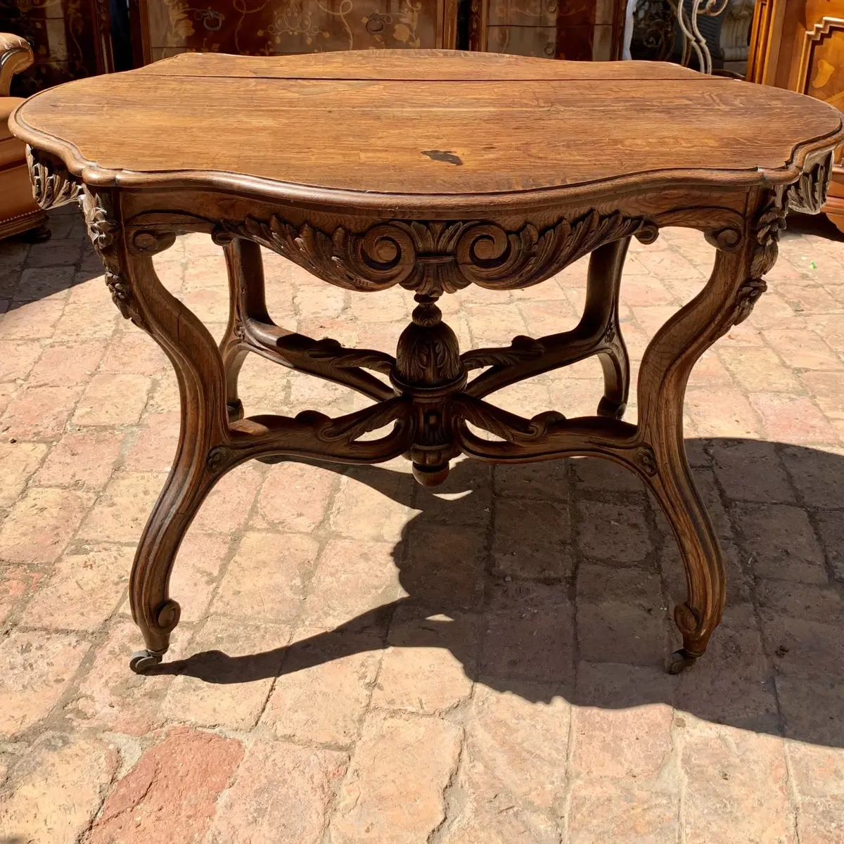 Antique Oak Table With Serpentine Details - Sold 1